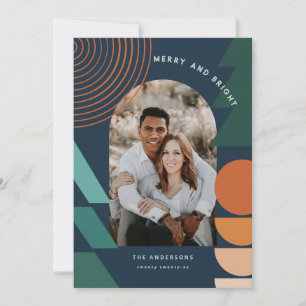 Moderne, kleurrijke geometrische abstracte feestfo feestdagenkaart