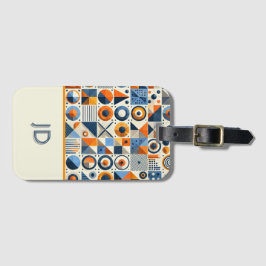 Moderne kleurrijke geometrische monogram bagagelabel