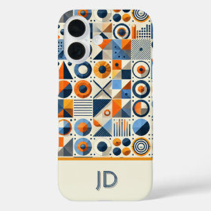 Moderne kleurrijke geometrische monogram iPhone 16 hoesje