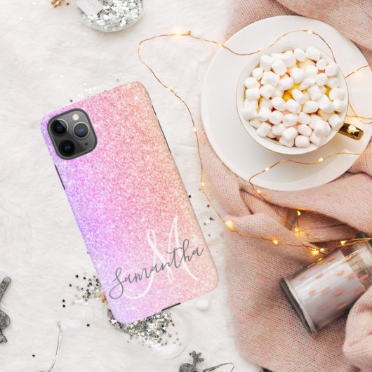 Moderne, kleurrijke glitter bevat persoonlijke naa iPhone hoesje