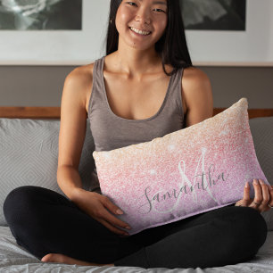 Moderne, kleurrijke glitter bevat persoonlijke naa kussen