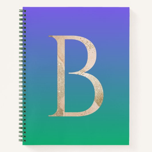 Moderne kleurrijke gradiënt in blauw en groen notitieboek (Voorkant)