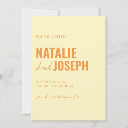 Moderne kleurrijke grillige unieke chique bruiloft save the date (Achterkant)