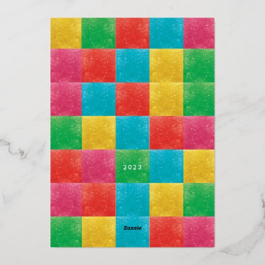 moderne kleurrijke Groene LIEFDE VREUGDE foto lijs Folie Feestdagenkaart (Achterkant)