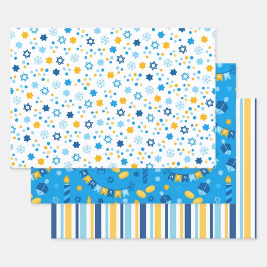 Moderne Kleurrijke Hanukkah Inpakpapier Vel (Set)
