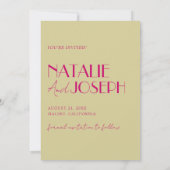 Moderne kleurrijke heldere grillige retro bruiloft save the date (Achterkant)