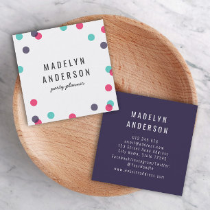 Moderne Kleurrijke Indigo Roze Teal Confetti Vierkante Visitekaartje
