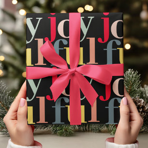 Moderne Kleurrijke JOYFUL Kerstmis Cadeaupapier