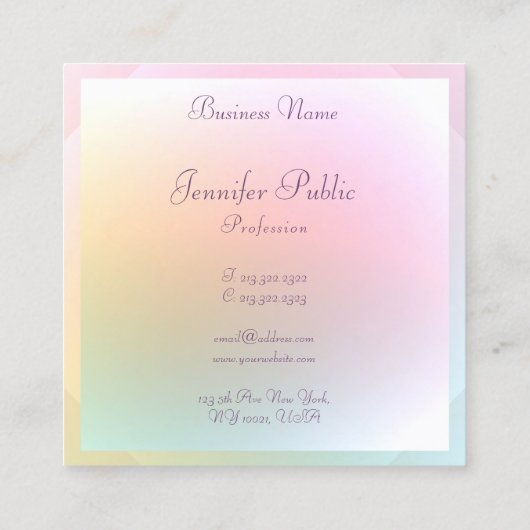 Moderne, kleurrijke kalligrafiescript Trendy Vierkante Visitekaartje (Achterkant)