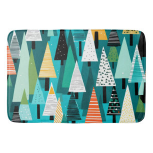 Moderne kleurrijke kerstboom patroon badmat