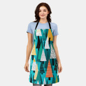 Moderne kleurrijke kerstboom patroon schort (Gedragen)