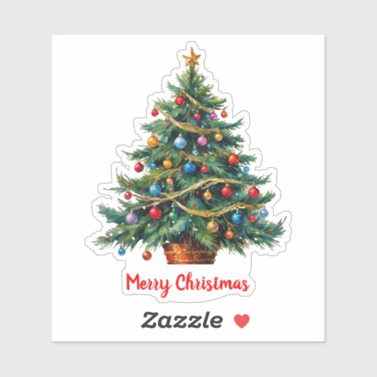 Moderne kleurrijke kerstboom sticker (Vel)