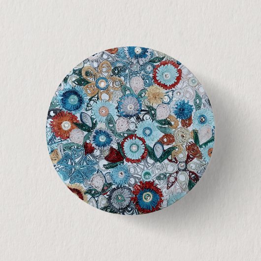 Moderne kleurrijke kunst- en ambachtspatronen ronde button 3,2 cm (Voorkant)