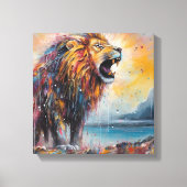 Moderne kleurrijke leeuwenkunst canvas afdruk (Voorkant)