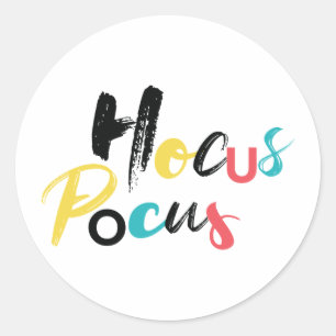 Moderne, kleurrijke, leuke, coole, trendy Hocus Lo Ronde Sticker