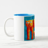 Moderne Kleurrijke Leuke Gebogen Kattenkatje Mok (Links)