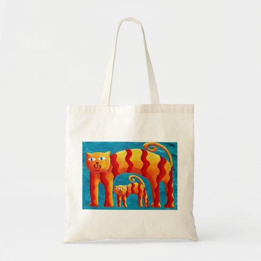 Moderne Kleurrijke Leuke Gebogen Kattenkatje Mok Tote Bag (Voorkant)