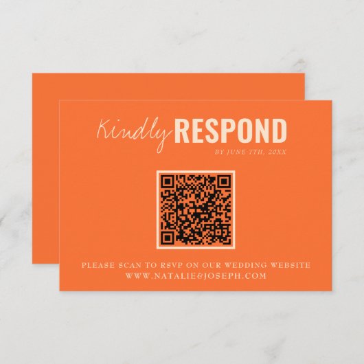 Moderne kleurrijke leuke QR-code grillige bruiloft RSVP Kaartje (Voorkant / Achterkant)