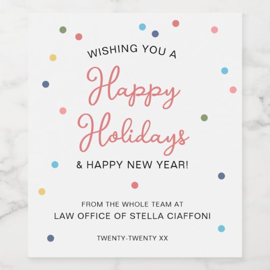 Moderne Kleurrijke Lichtjes Gelukkig Vakantieseizo Wijn Etiket (Enkel label)