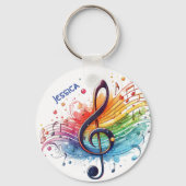 Moderne kleurrijke muzieknoot naam sleutelhanger (Voorkant)