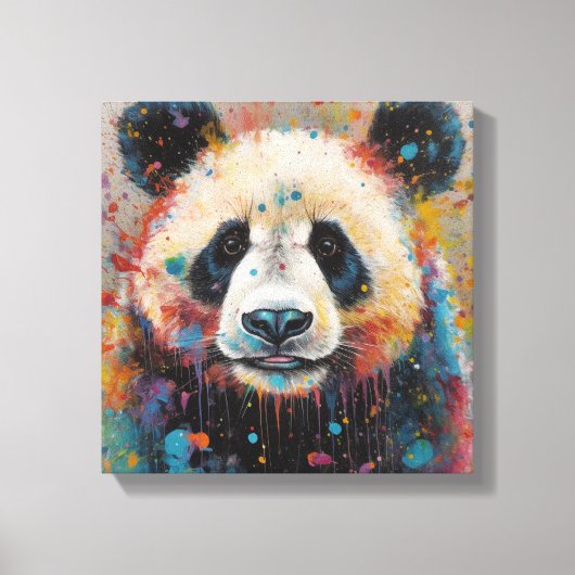 Moderne kleurrijke Panda Art Canvas Afdruk (Voorkant)