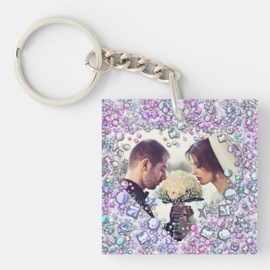 Moderne kleurrijke Pareltjes Hartvormig keepomwill Sleutelhanger (Voorkant)