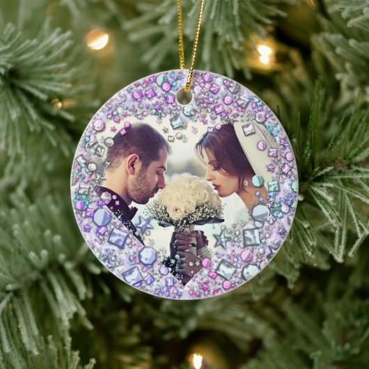 Moderne kleurrijke Pareltjes Hartvormig Keramisch Ornament (Boom)