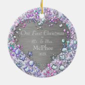 Moderne kleurrijke Pareltjes Hartvormig Keramisch Ornament (Achterkant)