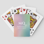 Moderne kleurrijke pastel en witte monogram Initia Pokerkaarten (Achterkant)