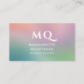 Moderne kleurrijke pastel en witte monogram Initia Visitekaartje (Voorkant)