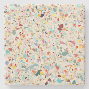 Moderne kleurrijke pastel Terrazzo patroon Stenen Onderzetter