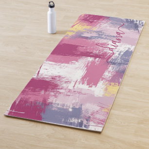 Moderne kleurrijke penseelstreken Abstract monogra Yogamat