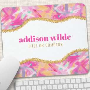 Moderne kleurrijke penseelstreken Gold Chic Busine Muismat