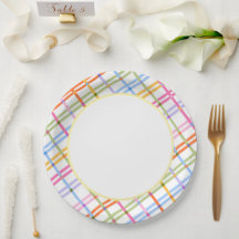 Moderne Kleurrijke Plaid Baby Shower Thema Geel