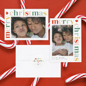 Moderne Kleurrijke Prettig Kerstmis Foto Feestdagenkaart