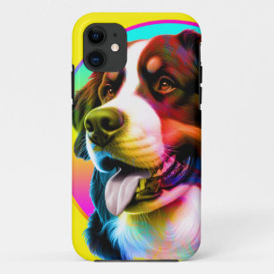 MODERNE KLEURRIJKE PUPPY GEZICHT HOND EIGENAAR iPhone 11 HOESJE