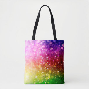 Moderne Kleurrijke Rainbow Bokeh Glitter Print Tote Bag