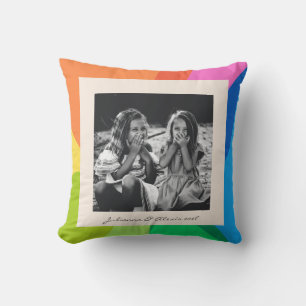 Moderne Kleurrijke Regenboog Familie Custom Photo Kussen