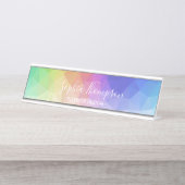 Moderne kleurrijke regenboog Polygonale Desk Name Bureau Naambordje (Voorkant)