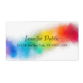 Moderne kleurrijke regenboogkleuren Abstract Etiket (Voorkant)