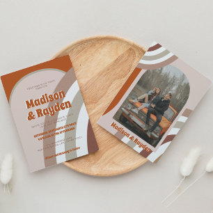 Moderne Kleurrijke Retro Arch Foto Regenboog Bruil Kaart