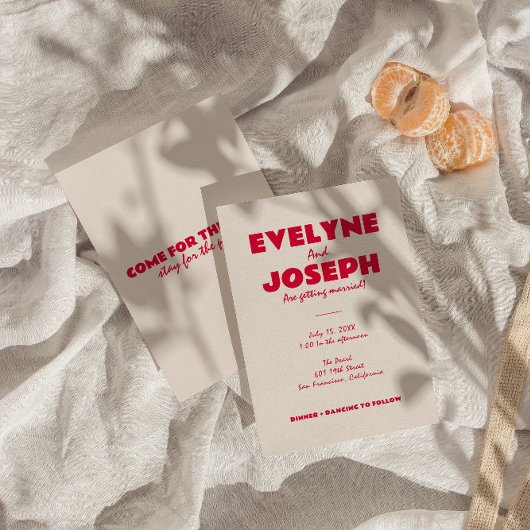 Moderne Kleurrijke Retro Bold Funky Unieke Bruilof Kaart