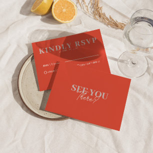 Moderne Kleurrijke Retro Fun Bold Unieke Bruiloft RSVP Kaartje