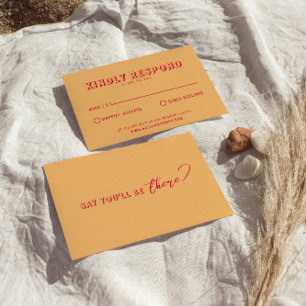 Moderne Kleurrijke Retro Fun Bold Unieke Bruiloft RSVP Kaartje