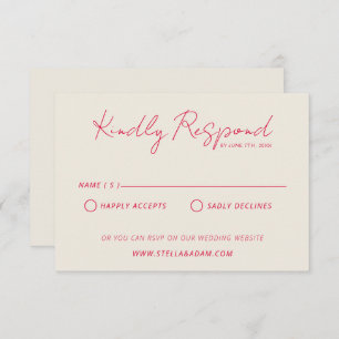 Moderne Kleurrijke Retro Fun Whimsical Bruiloft RSVP Kaartje