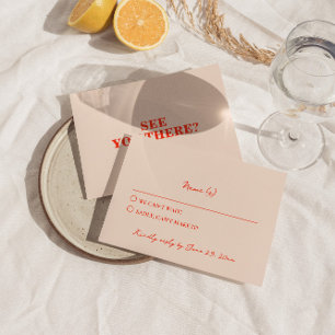 Moderne Kleurrijke Retro Funky Bright Bold Bruilof RSVP Kaartje