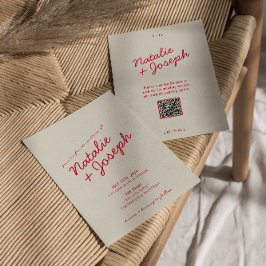 Moderne kleurrijke retro grillige QR-code bruiloft Kaart