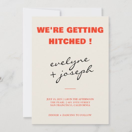 Moderne Kleurrijke Retro Leuke Funky Unieke Bruilo Kaart (Voorkant)