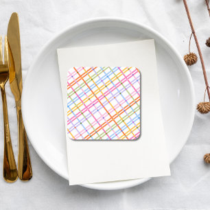 Moderne Kleurrijke Ruit Baby Shower Thema Vierkante Kartonnen Onderzetter