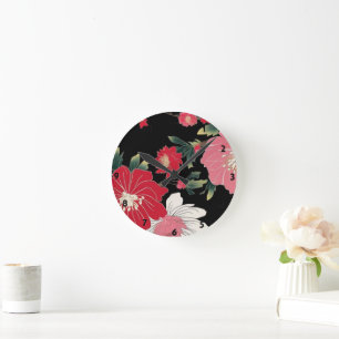 Moderne Kleurrijke Sakura Bloem Japan Verjaardagsf Ronde Klok